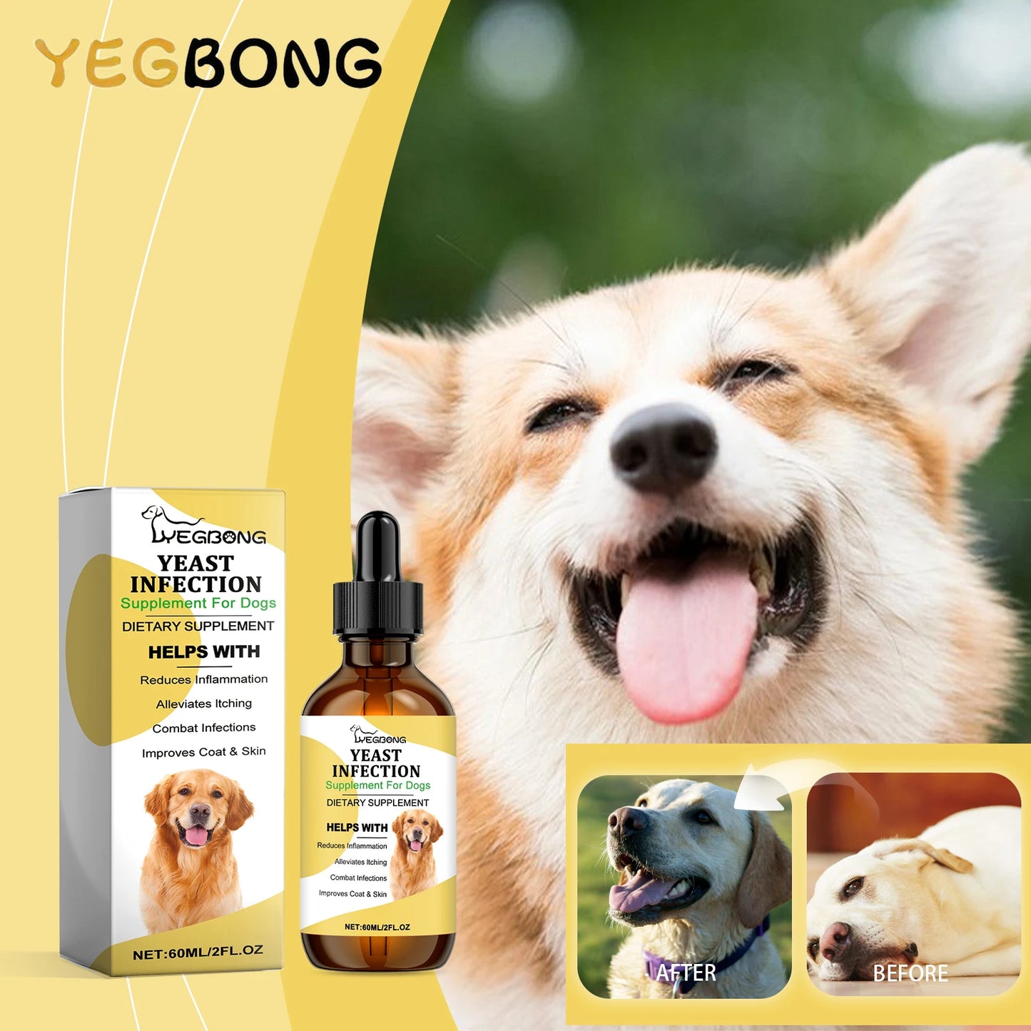 YEGBONG 60ml Herbal Anti Inflammatory Pet Supplement Liquid Drops