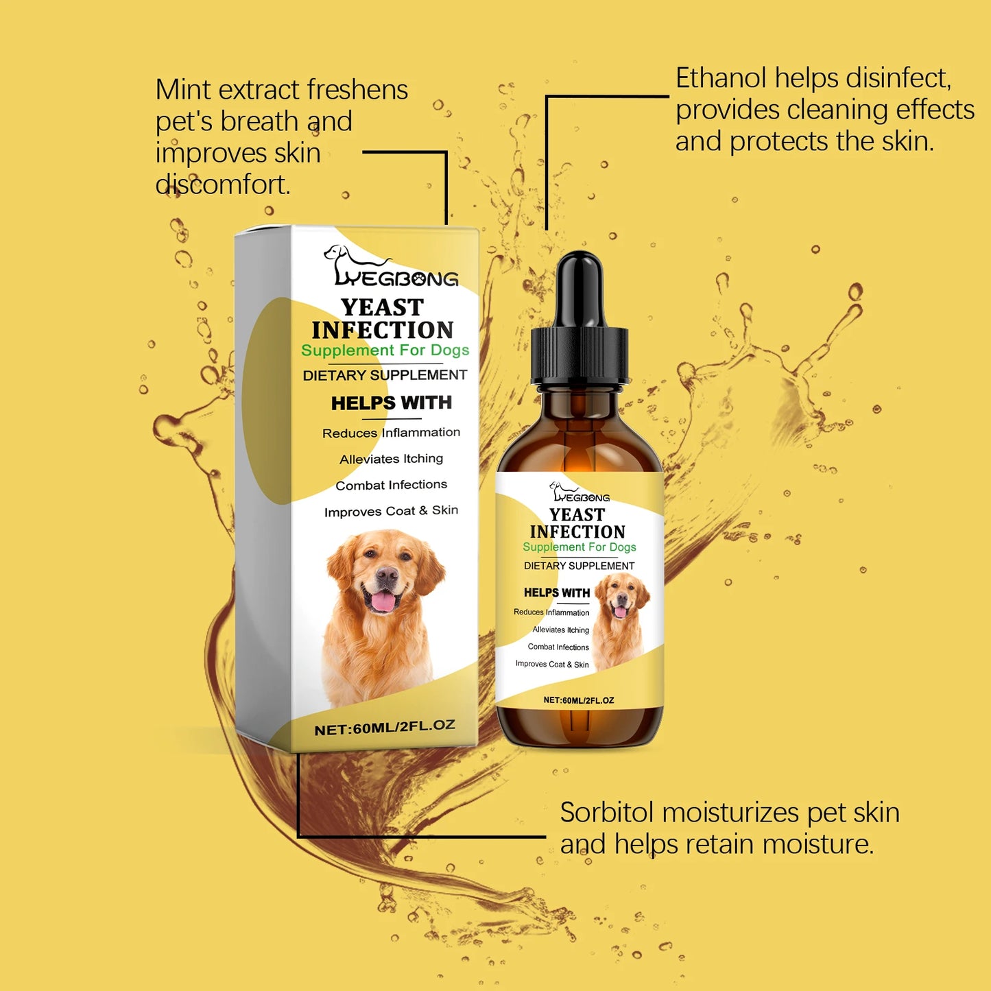 YEGBONG 60ml Herbal Anti Inflammatory Pet Supplement Liquid Drops