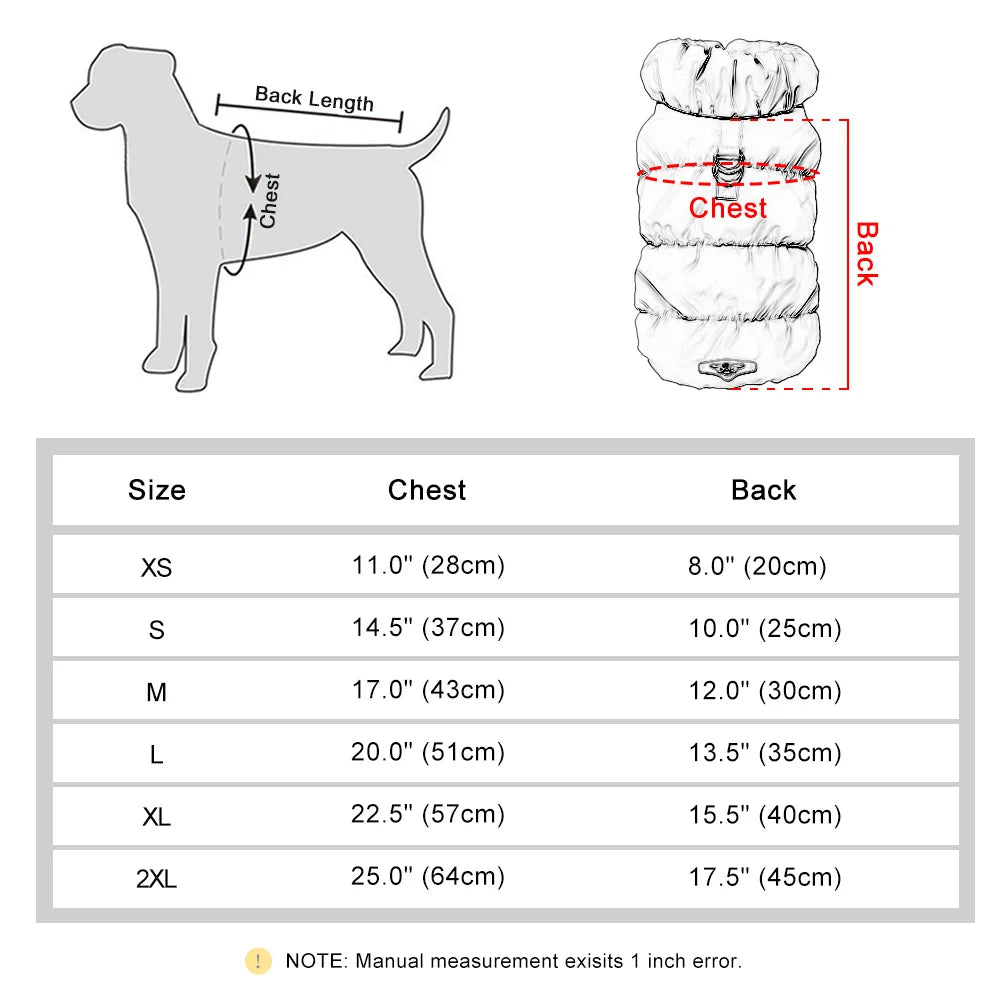 Padded Winter Dog Coat - Small to Medium Dogs