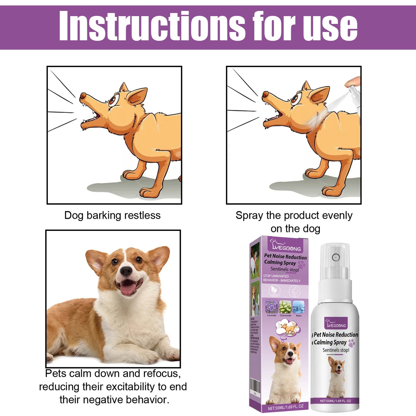 Pet Anxiety Relief Spray - 2 Pack (50ml)